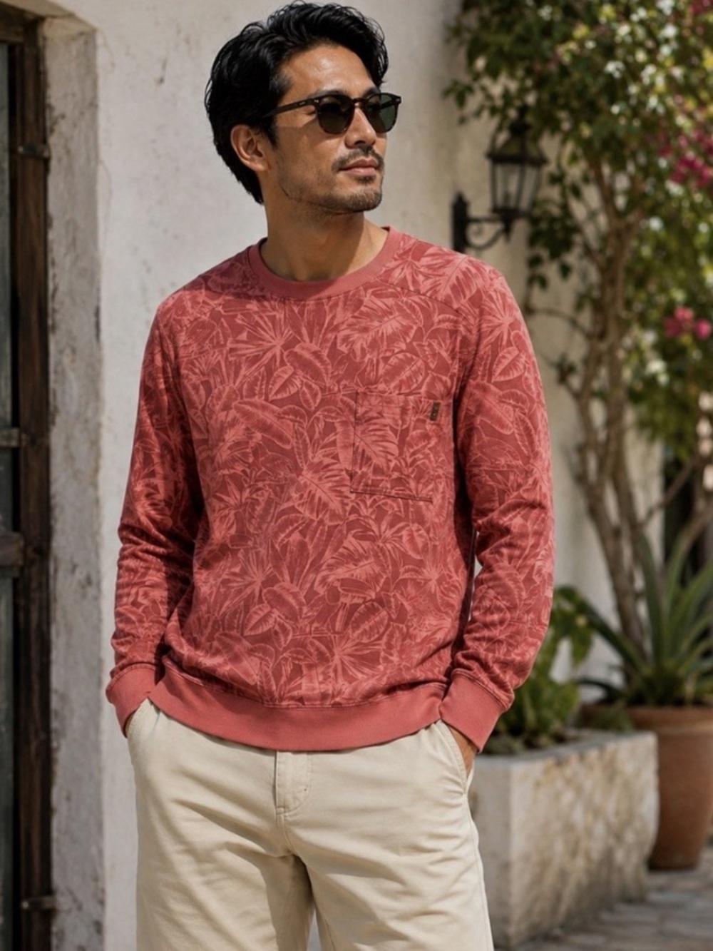 Tommy Bahama Ben & Terry Twilight Palms Crew Pullover Sweatshirt